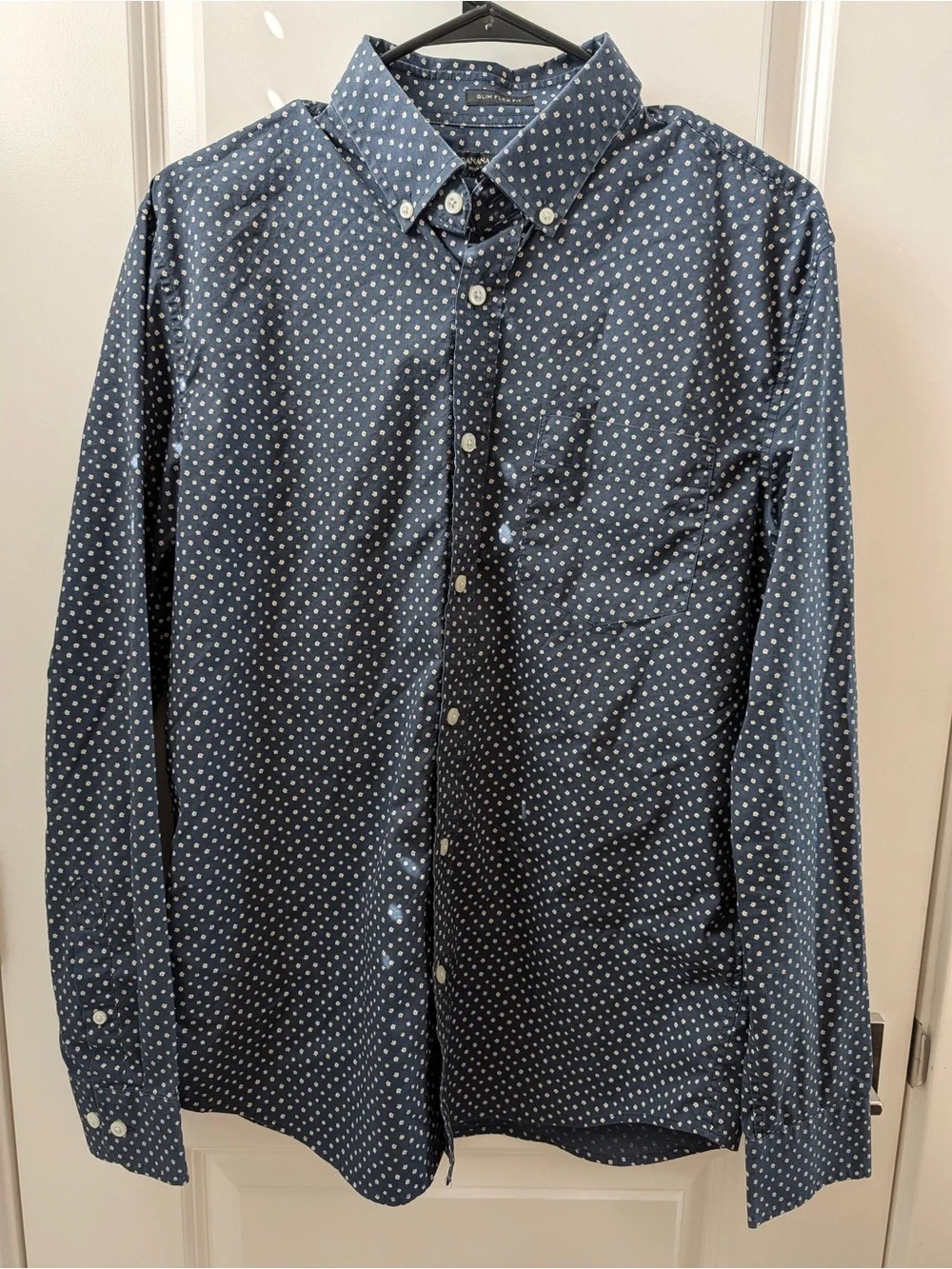 Banana Republic Floral Slim Flex Fit Tech Stretch Cotton Button Down Shirt
